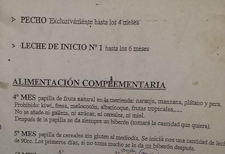 Aquí con 4 meses ya empiezan con la alimentación